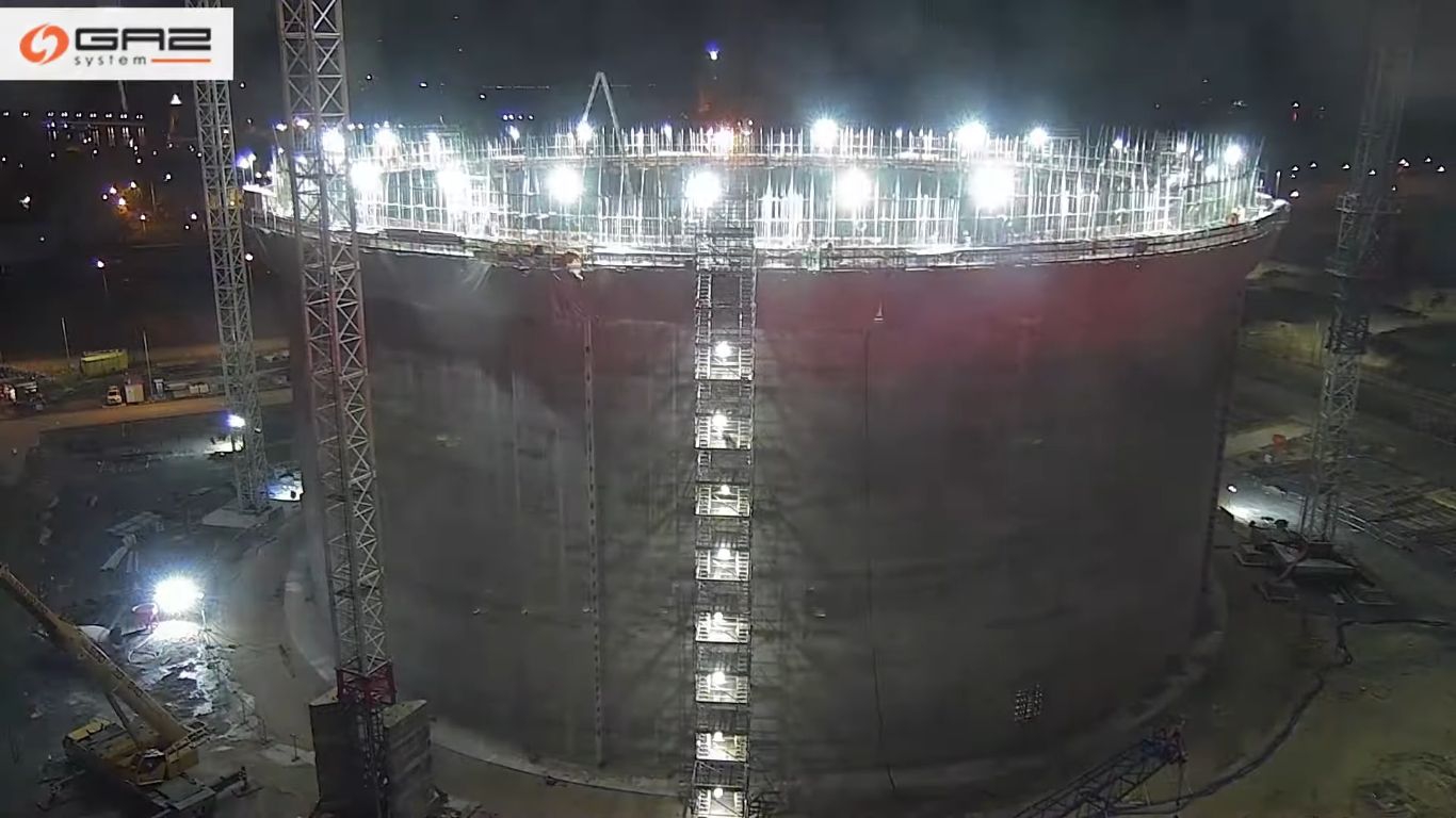 Walls of the new tank of the LNG terminal in Świnoujście are ready [VIDEO] - MarinePoland.com
