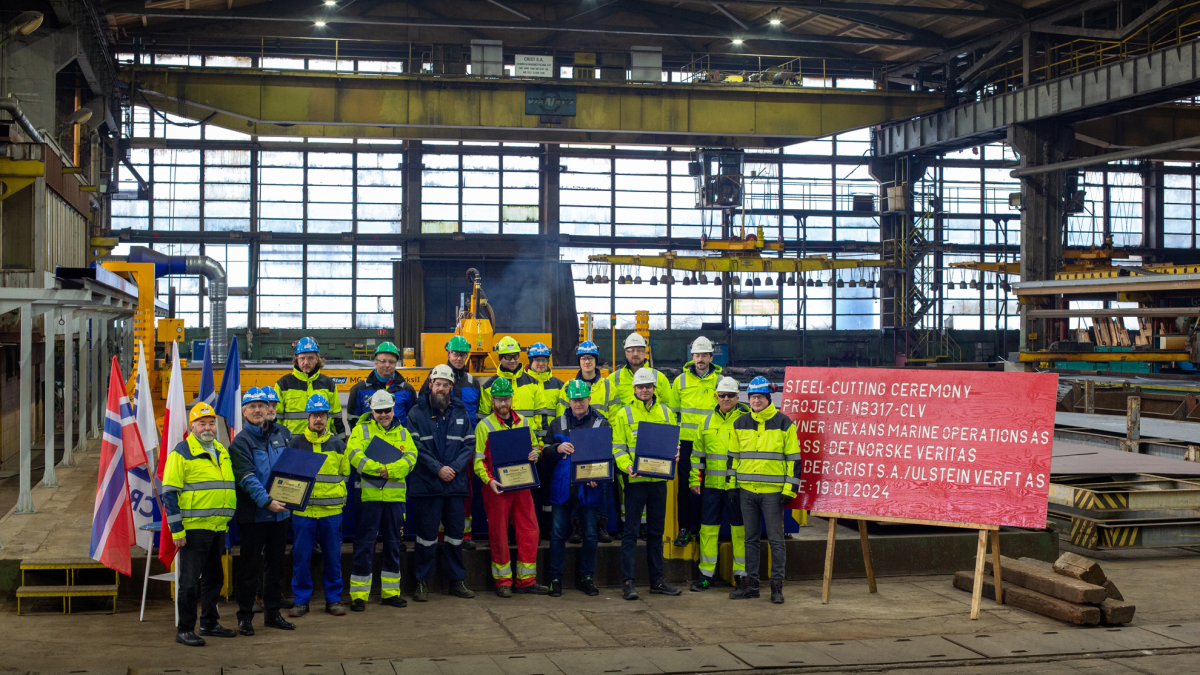 Cutting of sheet metal for a new cable layer for Nexans took place at the Crist shipyard - MarinePoland.com